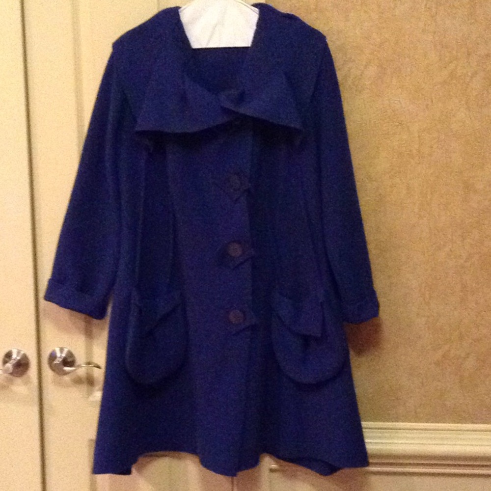 EVA TRALALA ELECTRIC BLUE WOOL COAT - Picture 8 of 8